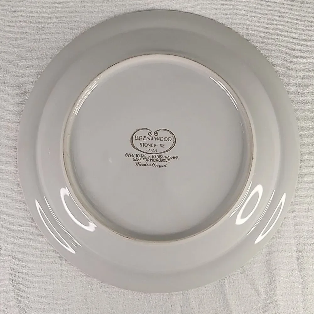 Plate Stoneware Dinner Vintage Brentwood Meadow Bouquet Japan Flowers Pink 1970s